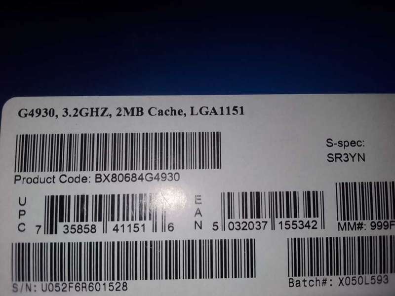 Celeron CPU G4930. 3,2Ghz 2MB Cache LGA 1151