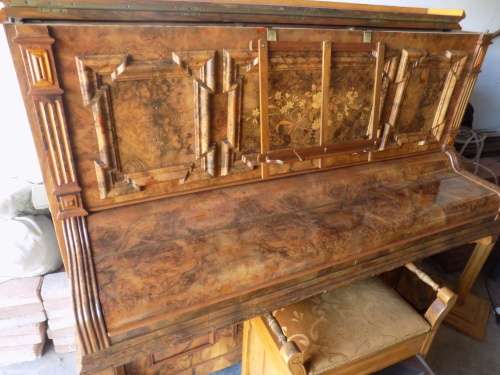 A BEAUTIFUL WALNUT HUNT PIANO MADE IN LONDON