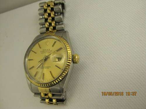 ROLEX OYSTER PERPETUAL DATE JUST 16013 TWO TONE-BOX AND PAPERS-