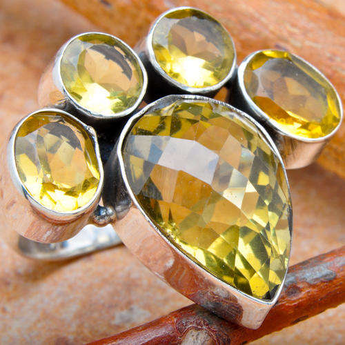 DESIGNER PIECE - LEMON TOPAZ 925 STERLING SILVER RING SIZE 8