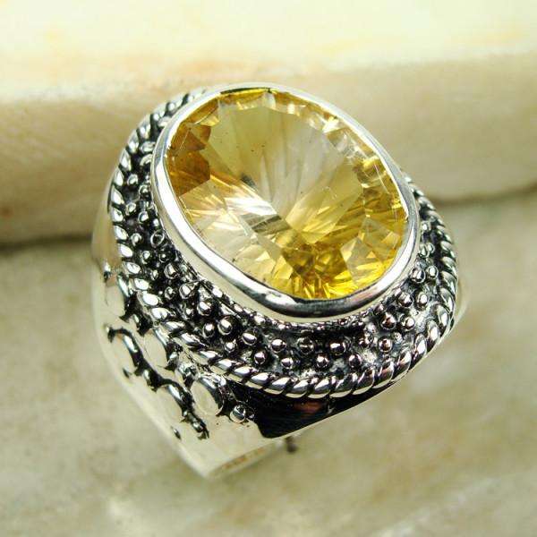 LOVELY YELLOW MYSTIC TOPAZ 925 SILVER RING SIZE 8.25