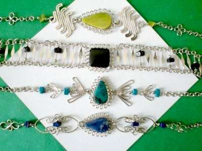 BULK LOT 7 PERUVIAN HANDCRAFTED SEMI-PRECIOUS STONE BRACELETS