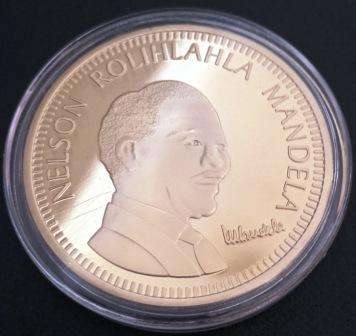 Nelson Mandela Signed Gold Clad 10 Years of Freedom Madellion