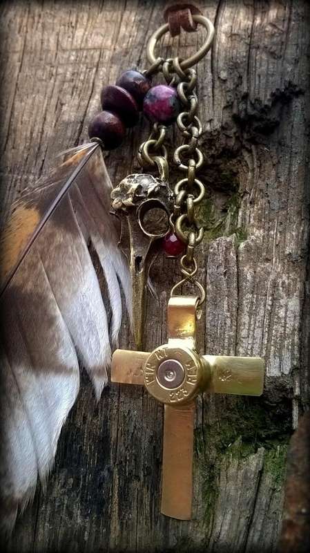 Ruby and Ruby in Fuchsite Bullet Cross Necklace