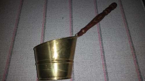 Large Brass Soup Spoon with wooden handle