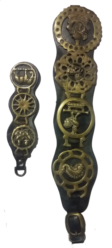 Collectors Solid Horse Brass Badges on Strap x 2 (bid for all)