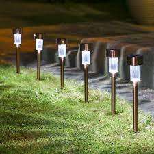 10 Piece Stainless Steel Slim Garden Solar Lamps