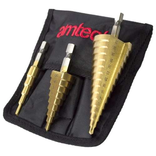 3 Piece HSS Titanium Coated Step Drill Bits