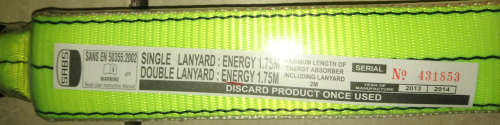 Double Energy Absorbing Fall Arrest Lanyards (1.75m - 2m absorbance)