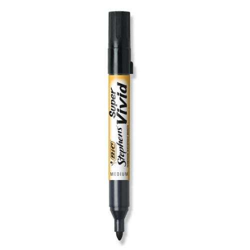 Bic Stephens Super Vivid Waterproof Permanent Marker (Black)