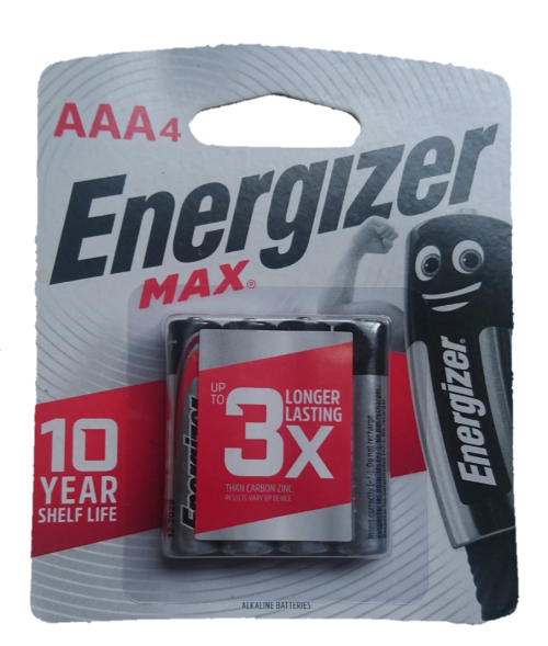 Energizer Max 4 Pack AAA Batteries (R25 additional per pack)