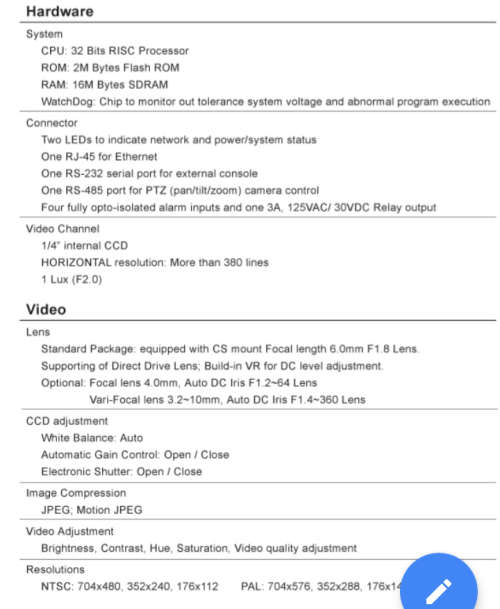 Pixord 201-P Network Camera