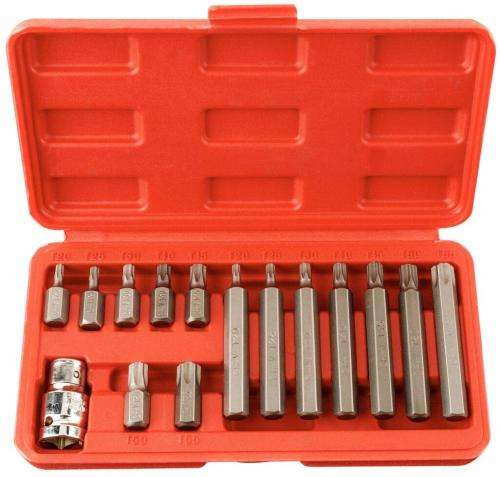 15 Piece CR-V Torx Bit Set with 1/2" adapter