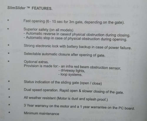 SlimSlider - Professional Gearless Gate Motor (Complete 2 Remotes and 4m rail) Left Opening Gate