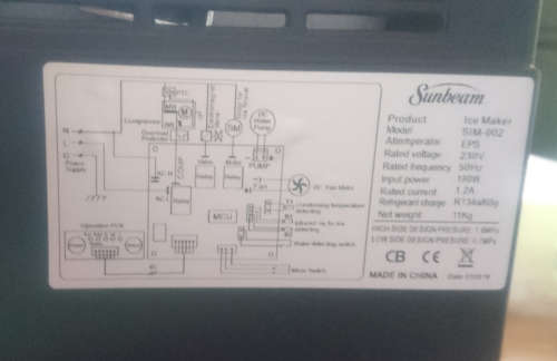 Sunbeam12-15kg Ice Maker (SIM-002) Display Unit - Black matte (Please Read)