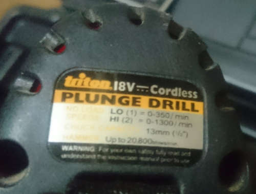 Triton 18v Cordless Plunge/Hammer Drill - TDA 100 (Almost New!)