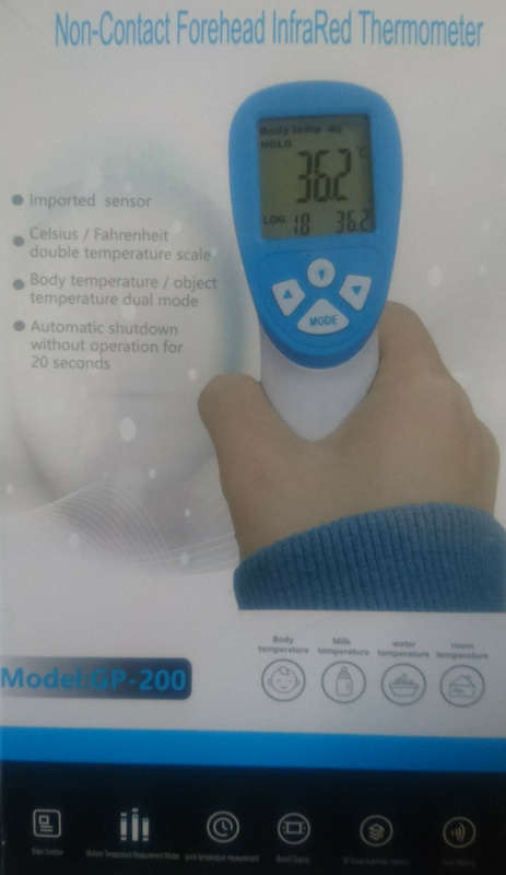 Non-Contact Forehead Infra Red Thermometer (Cert07/20 - 07/23) GP-200
