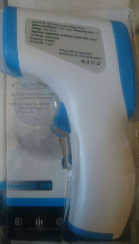 Non-Contact Forehead Infra Red Thermometer (Cert07/20 - 07/23) GP-200