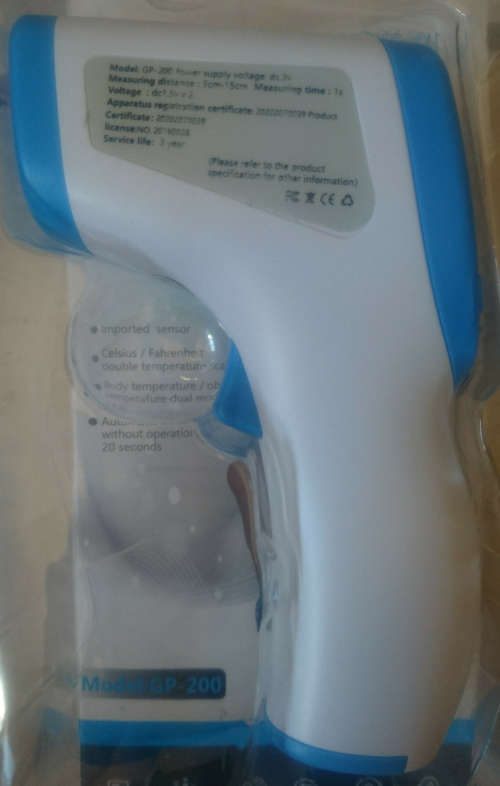 Non-Contact Forehead Infra Red Thermometer (Cert07/20 - 07/23) GP-200