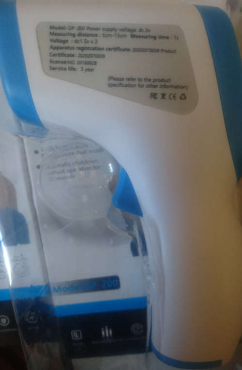 Non-Contact Forehead Infra Red Thermometer (Cert07/20 - 07/23) GP-200