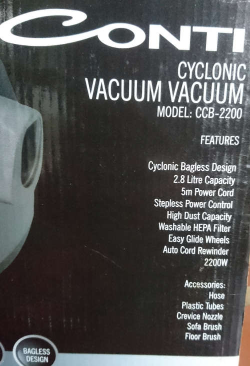 2200W Conti Cyclonic Vacuum Cleaner (CCB-2200) - Washable HEPA Filtration - Display - (Please Read)