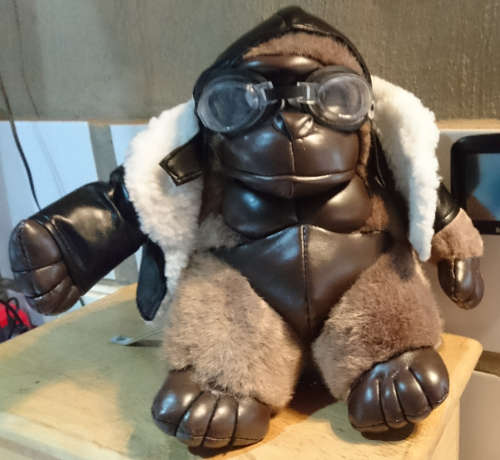 8" Stuffed Gorilla Pilot Teddy (Non Toxic!) 1 Black & 1 Brown Available - Super Cozy!!