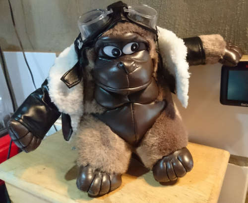 8" Stuffed Gorilla Pilot Teddy (Non Toxic!) 1 Black & 1 Brown Available - Super Cozy!!