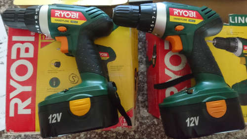Ryobi 12V Cordless Driver Drill (HCD-12) - Displays -  Package Wear - No Bit/s - Chargers Included