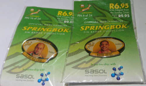 Official Rugby Collector Pin Badge - Wayne Julies & Van De Linde (1 Bid for Both Badges)