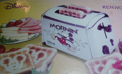 Disney Range Kenwood 2 Slice Mikey Mouse Toaster (Mickey Toast Engraving as on Display Image) Only 1