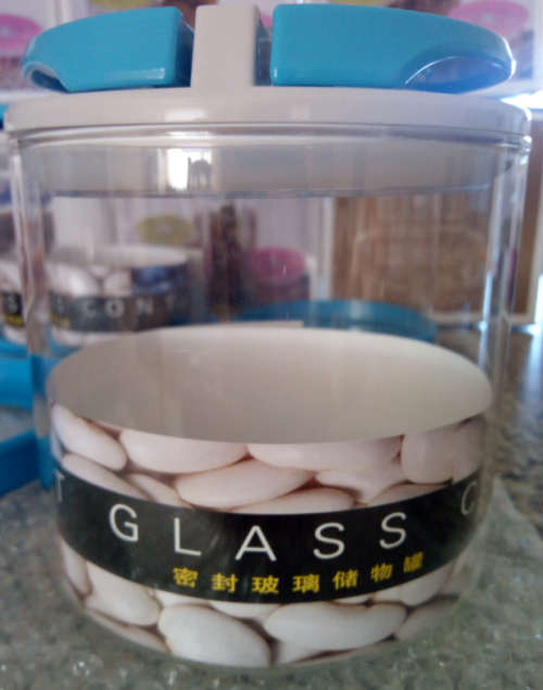 (1 bid for 3 Units) - Air/Lock-tight Glass (Made of Tin) Storage Jar - (600ml) - Baby Blue Only