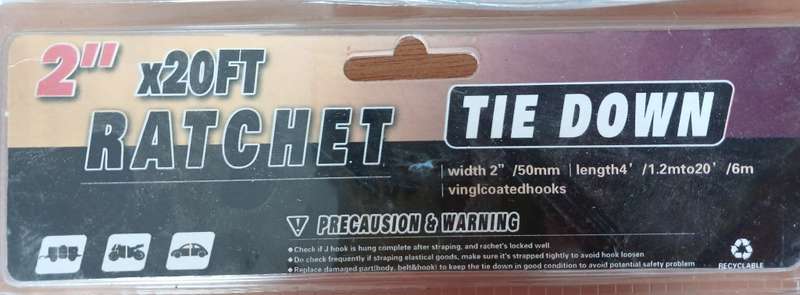 2` 6m Heavy Duty Ratchet Tie Down (1 Bid for both)