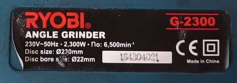 (Please Read - Spare/Restoration) Ryobi 230mm Angle Grinder