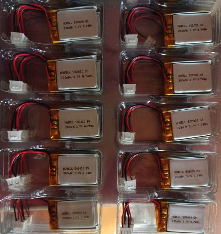 (40pc) 3.7V 200mAh Lithium Rechargeable 2pin Gsm Alarm/Dashcam Battery Replacements