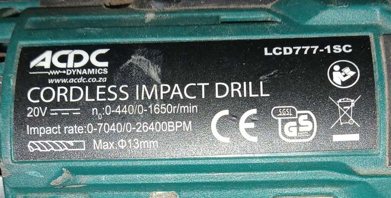 (Spares/Restoration) 20V ACDC and 16V Powerplus Cordless Impact Drill