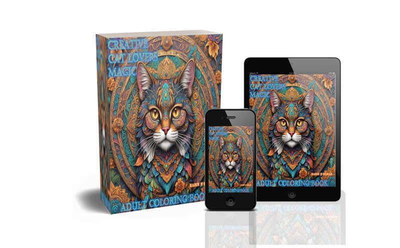 Creative Cat Lovers Magic Adult Coloring Book - 21 Pages eBook