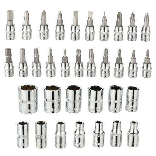 46-Pack Ratcheting Torque Wrench Kit Car Bicycle Hand Repair Tools 1/4 Inch Socket Kit