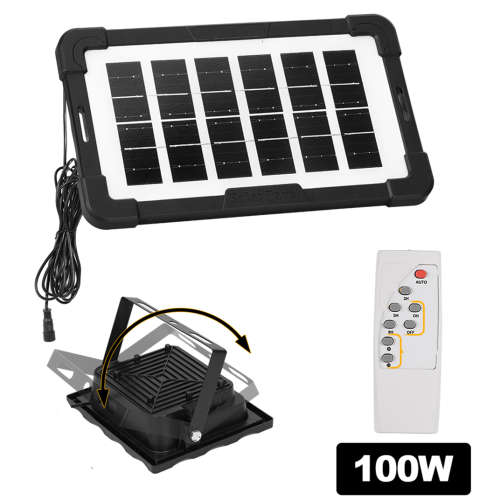 100W LED Solar Flood Light with Remote Control IP67 Waterproof Garden Light