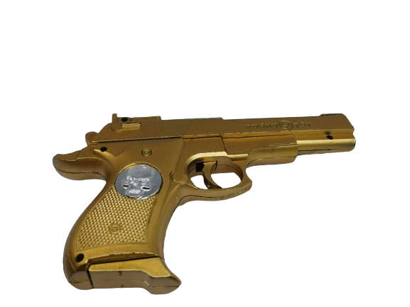 Children`s Toy Pistol Golden Gun Model with Plastic Bullets