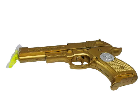 Children`s Toy Pistol Golden Gun Model with Plastic Bullets