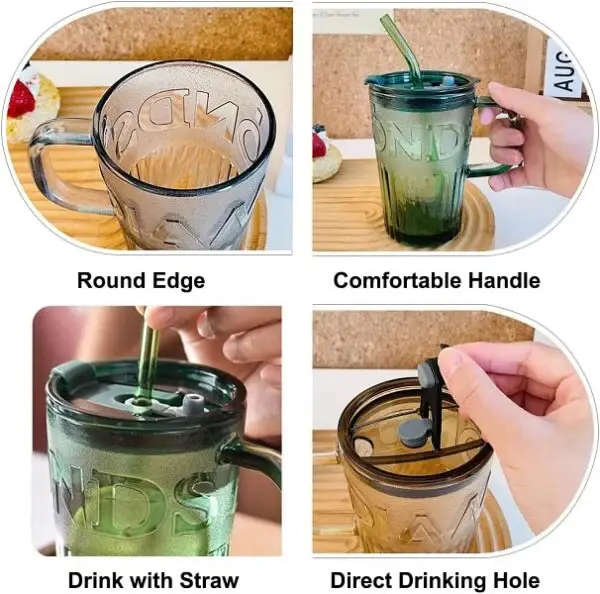 Thick Glass Mug With Lid And A Straw