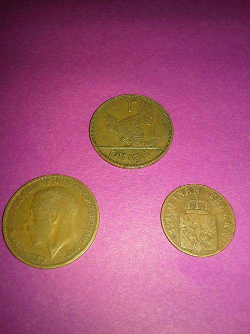 Ireland, Britain, Germany 3 antique coins. Free shipping! R1 start.