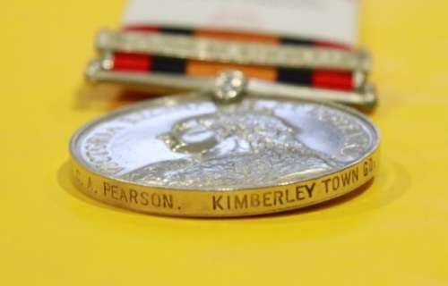 QSA Medal to Private CA PEARSON - Kimberley Town Guard - Defence of Kimberley Clasp