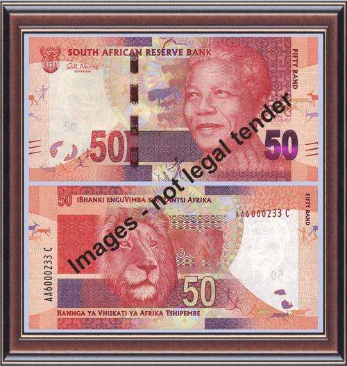 R50 New Mandela/Lion banknote - AA Serial number prefix. Unc