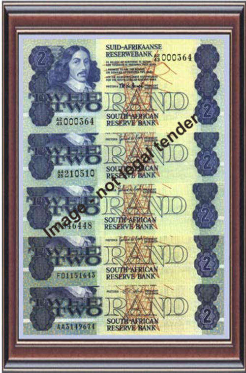 South Africa: 5 different versions of the last type of R2 notes Unc