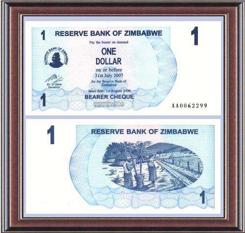 Banknotes  Zimbabwe  ZW69  P37  Z$1  Unc
