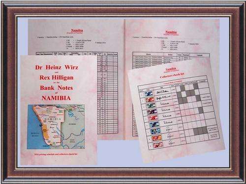 Namibia banknote summary booklet with 2016 pricing schedule