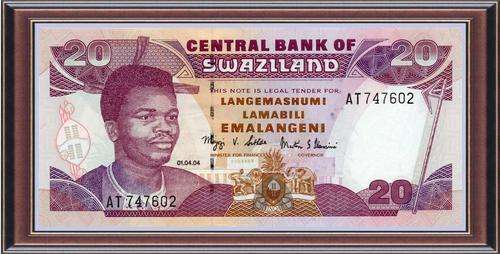 Notaphily 6; Swaziland: (SD49)  E20. Signatures: Sithole/Dlamini (Type 10a) 01.04.2004; P#30b - Unc