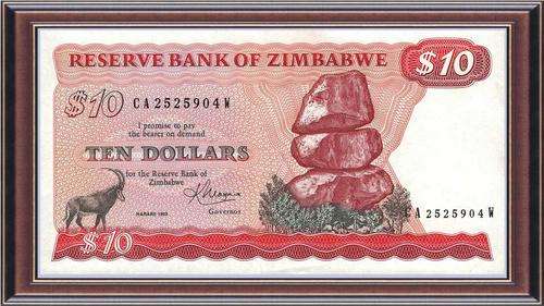 Notaphily 8: Zimbabwe (ZW11): Type 1a bank notes  Z$10 Moyana sign 1983 - Unc