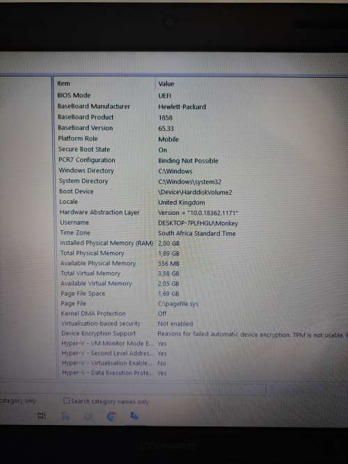 Laptop Compaq cq58
